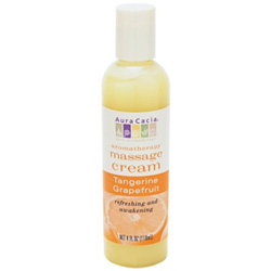 Aura Cacia Tangerine & Grapefruit Aromatherapy Massage Cream, 4 oz